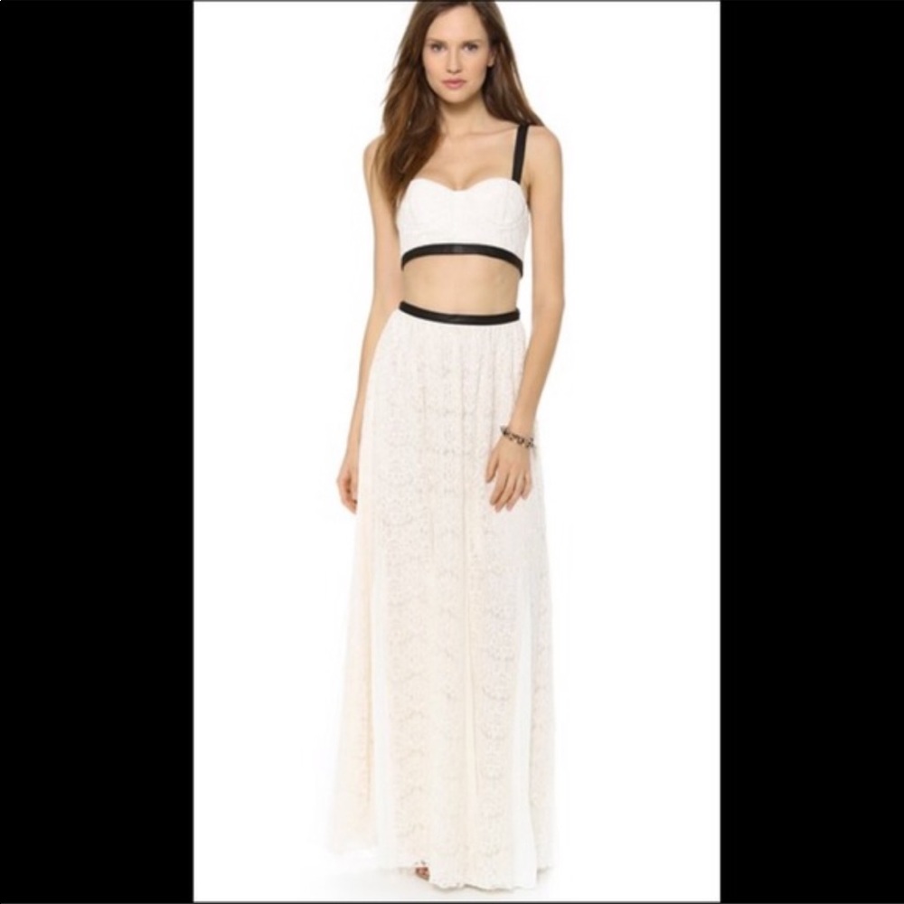 Alice + Olivia lace & leather Sveva Maxi Dress